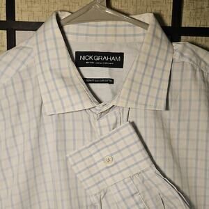 Nick Graham Men's Blue Checkered Dress Shirt